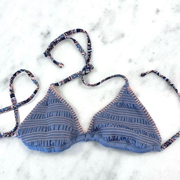 Xhilaration Women's Triangle Bikini Top Bundle Set Cute Pattern Green Blue XS - Picture 3 of 6